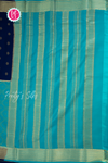 Pure Mysore Crepe Silk Saree-Half And Half pattern-Navyblue And Tealblue- PA56238