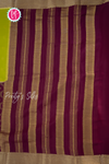 Pure Mysore Crepe Silk Saree-Half And Half pattern-Olivegreen And Deepwine-PA56238