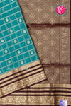 Kanchipuram Soft Silk Saree-Seablue And Deepbrown-PA27210