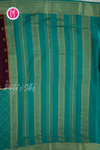 Pure Mysore Crepe Silk Saree-Half And Half pattern-Chocolatebrown And Tealblue-PA56238