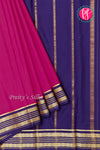 Pure Mysore Crepe Silk Saree-Pink And Navyblue- PA34176