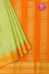 Pure Mysore Crepe Silk Saree-Pistagreen And Lightorange-PA26566