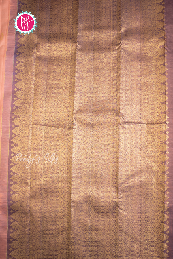 Pure Kanchipuram Silk Saree-Peach-PA57121