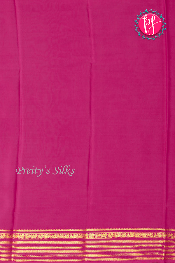 Pure Mysore Crepe Silk Saree-Bluishgrey And Pink-PA26302