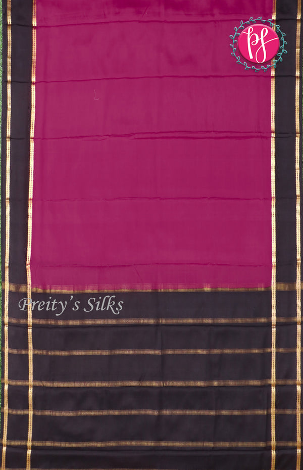 Pure Mysore Crepe Silk Saree With Contrast Bentex Border-PF39167