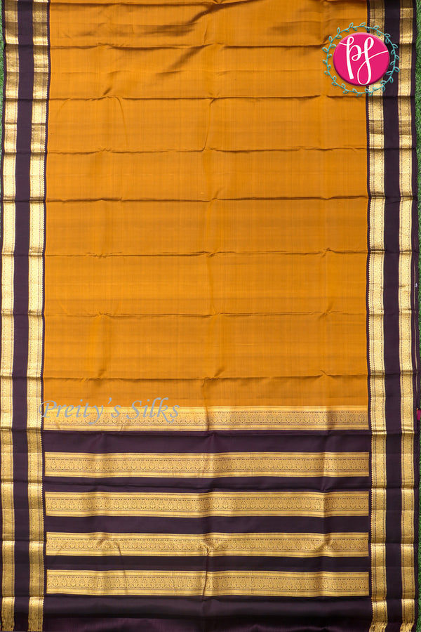 Pure Kanchipuram Silk Saree-Light brown And Darkbrown-PF45411