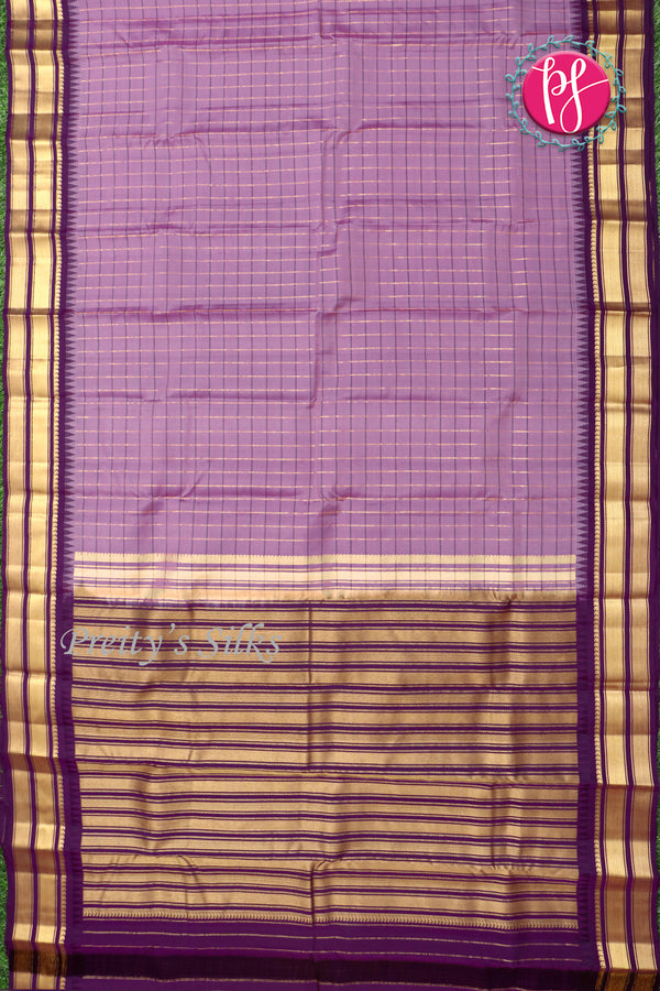 Half Pure Kanchipuram Silk Saree-Lavender And Purple-PF82198