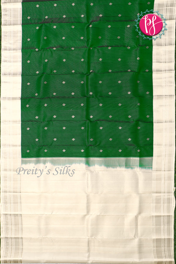 Pure Kanchipuram Silk Saree-Bottlegreen And Light grey-PF81319