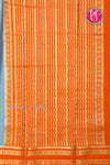 Pure Mysore Crepe Silk Saree -Slateblue And Orange-PF86103