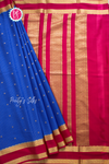 Pure Mysore Crepe Silk Saree-Royalblue And Pink-PA56208