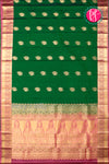 Half Pure Kanchipuram Silk Saree-Bottlegreen And Pink-PA27074