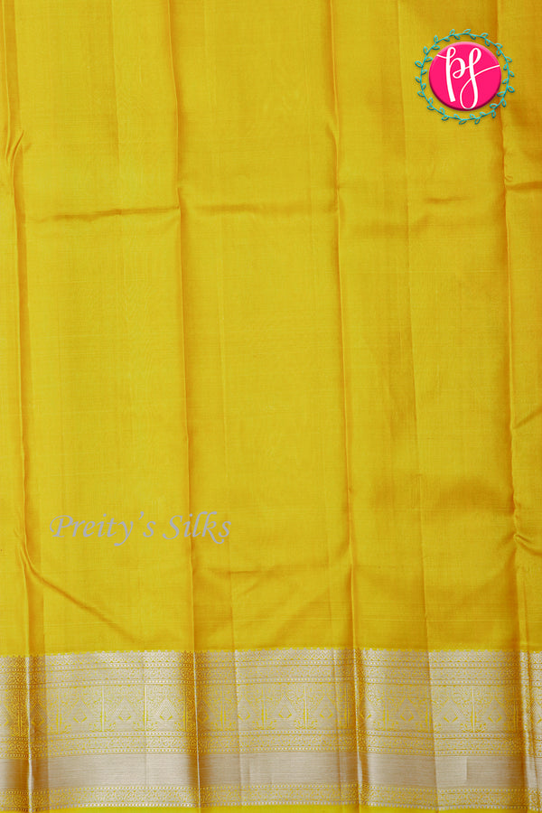 Pure Kanchipuram Silk Saree-Yellow-PA24533
