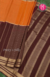 Pure Mysore Crepe Silk saree-Half And Half Pattern-Orange and deep brown-PF60718