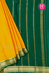 Pure Mysore Crepe Silk Saree-Mustardyellow And Bottlegreen- PA34000