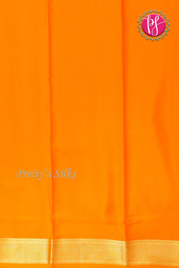 Pure Mysore Crepe Silk Saree -Black And Orange-PF82724