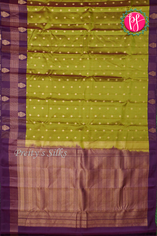 Half Pure Kanchipuram Silk Saree-PachiGreen And Deepwine-PA24692