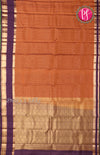 Half Pure Kanchipuram Silk Saree-Rust Orange with Deep Purple-PF68724