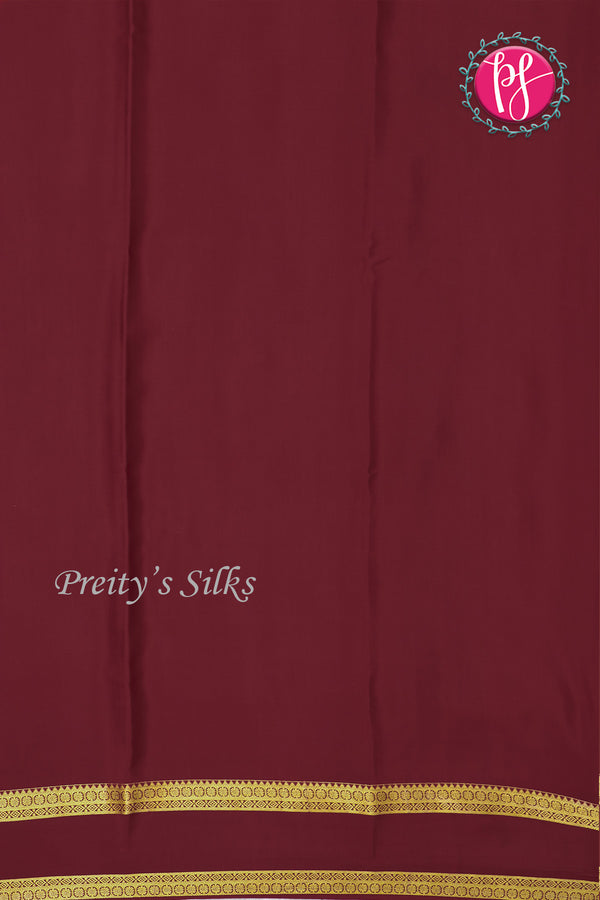 Pure Mysore Crepe Silk Saree -Rust orange And Maroon-PF86046