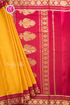 Pure Mysore Crepe Silk Saree-Yellow And Marron-PA56162