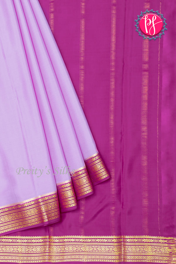Pure Mysore Crepe Silk Saree-Lilac And Purple- PA28937