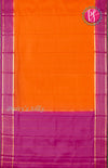 Pure Mysore Crepe Silk Saree With Line Border-Orange And Mejentapink-PF39189