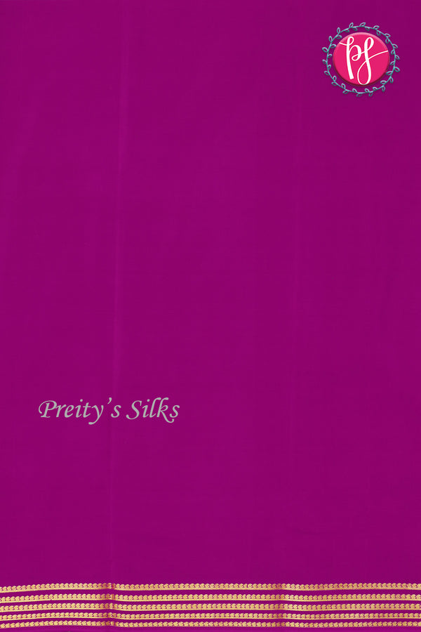 Pure Mysore Crepe Silk Saree -Grey And Purple-PF79543