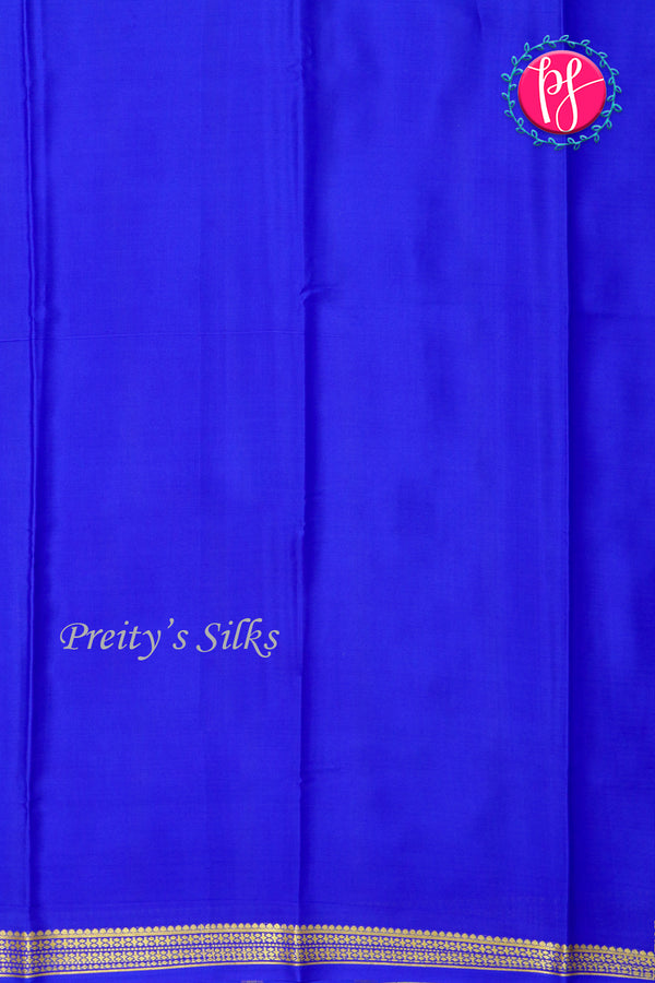 Pure Mysore Crepe Silk Saree-Grey And Royalblue-PA22237