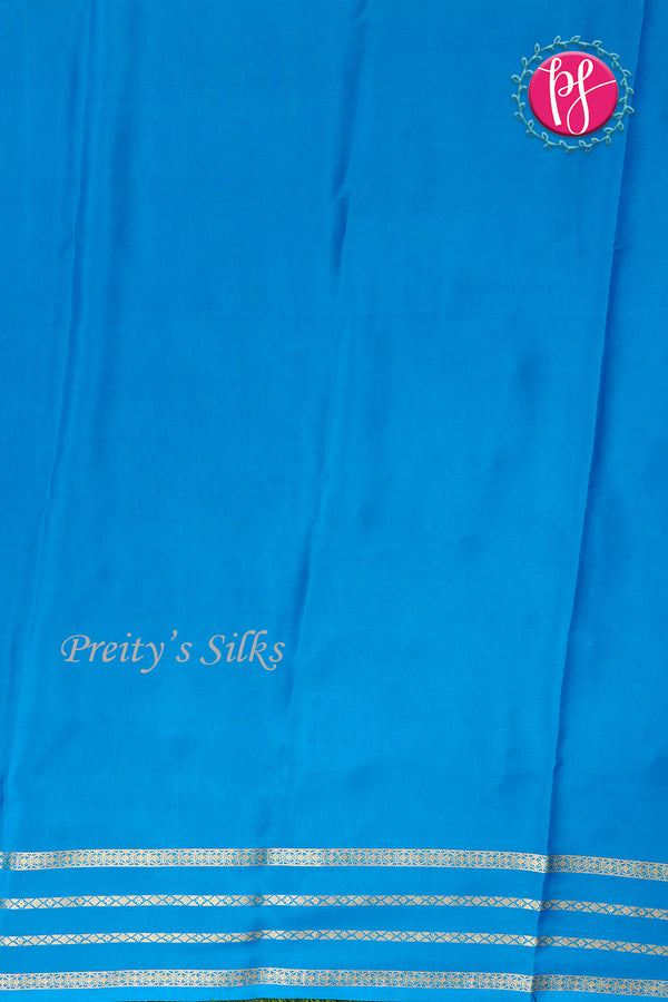 Pure Mysore Crepe Silk Saree -Royalblue And Deep Teal- PA01187