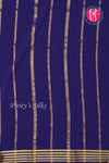 Pure Mysore Crepe Silk Saree-Mustardyellow And Navyblue-PA19960
