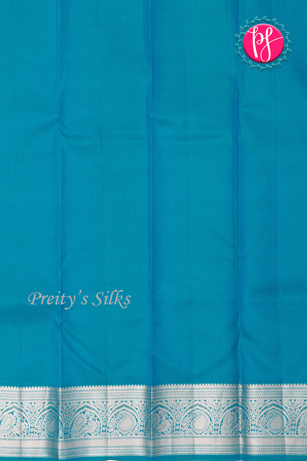 Pure Brocade Kanchipuram Silk Saree-Tealblue-PA24535