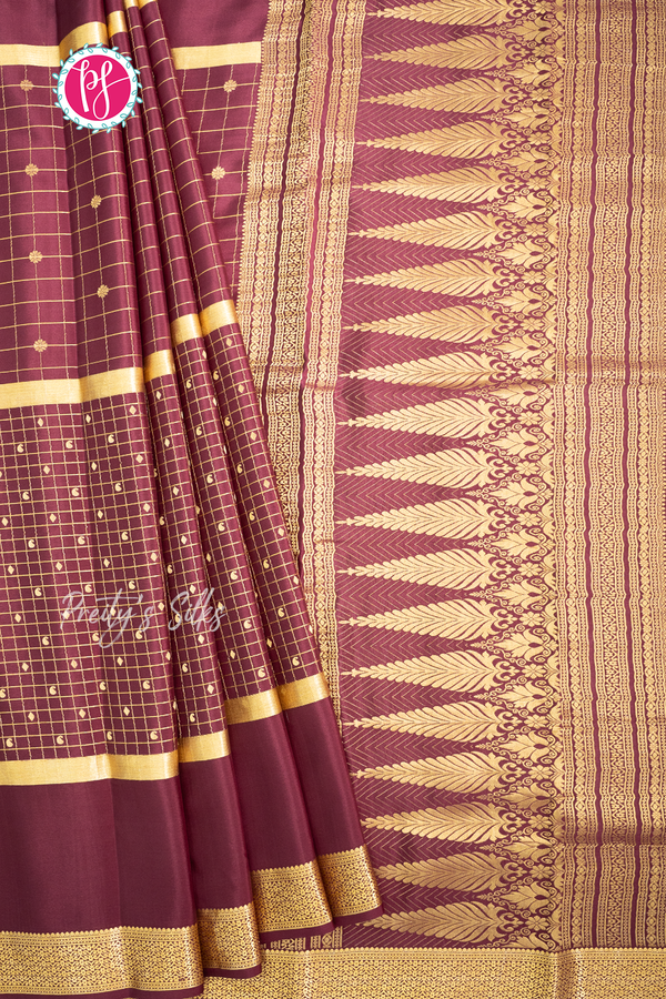 Pure Mysore Crepe Silk Saree-Marron-PA57142