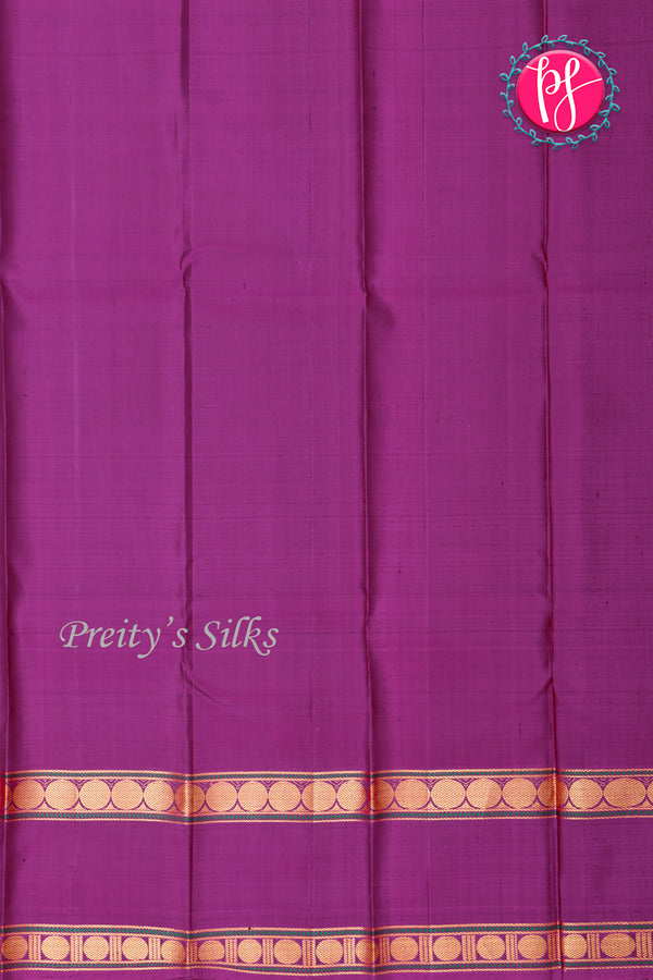 Pure Kanchipuram Silk Saree-Green And Purple-PA35455