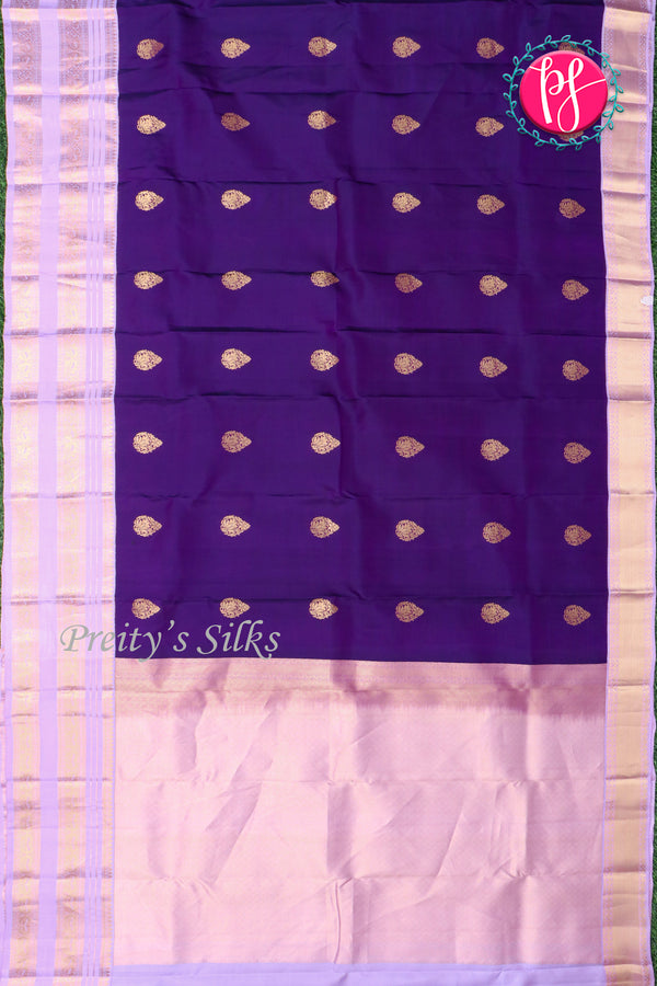 Half Pure Kanchipuram Silk Saree-Purple And Lightlavender-PA2589332