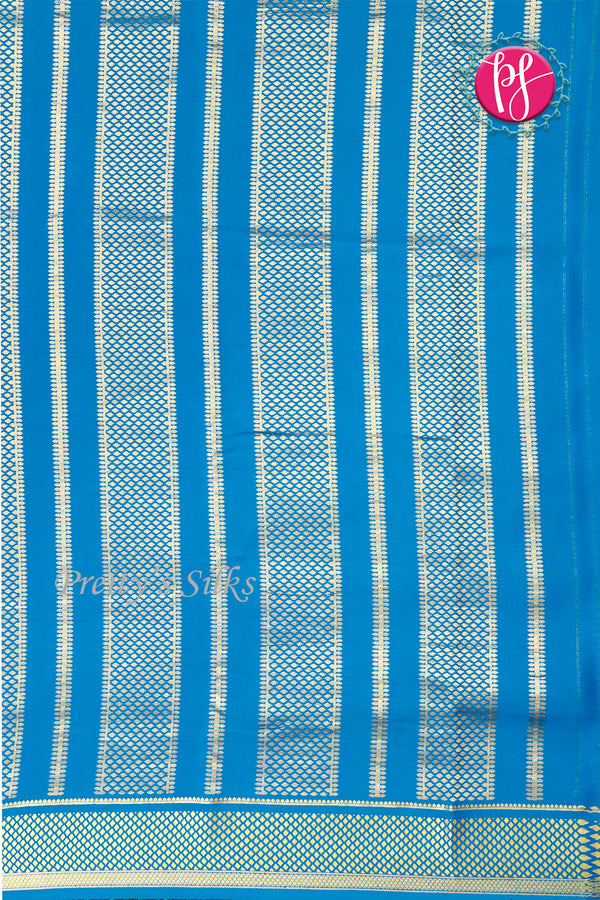 Pure Mysore Crepe Silk Saree -Royalblue And Skyblue-PA10699