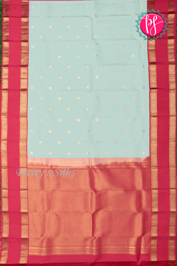 Half Pure Kanchipuram Silk Saree-Light Pastel Green And Red-PA25832