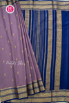 Pure Mysore Crepe Silk Saree-Mauve And Navyblue-PA56143