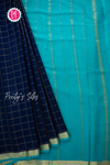 Pure Mysore Crepe Silk Saree-Navyblue And Tealblue-PA56111