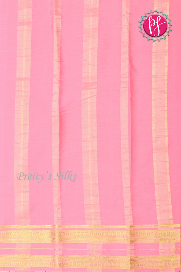 Pure Mysore Crepe Silk Saree-Darkgreen And Light pink-PA19929