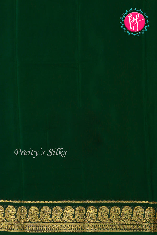 Pure Mysore Crepe Silk Saree-Bottlegreen-PA20648
