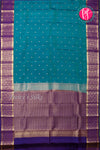 Half Pure Kanchipuram Silk Saree-Peacock blue And Purple-PA24692