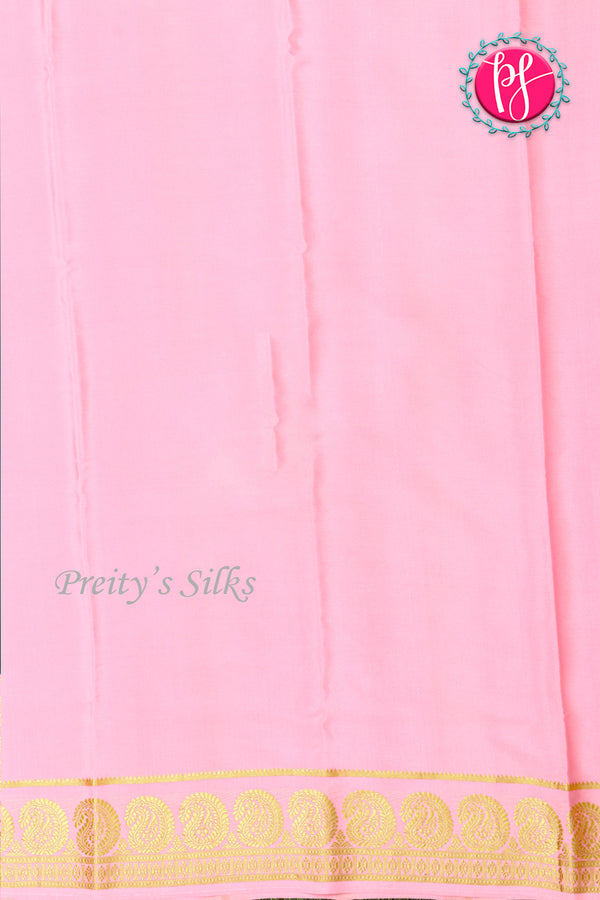 Pure Mysore Crepe Silk Saree-Bottlegreen And Lightpink-PA20648