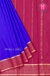 Pure Mysore Crepe Silk Saree-Royal Blue And Deepmejentapink-PA28865