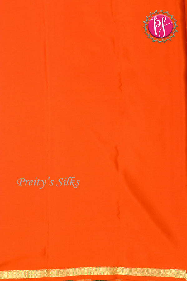 Pure Mysore Crepe Silk Saree (With singlechecks) -Orange-PA10730