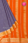 Pure Mysore Crepe Silk Saree-Grey And Orange-PA46766