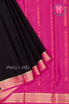 Pure Mysore Crepe Silk Saree-Black And Pink-PA22316