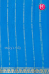 Pure Mysore Crepe Silk Saree-Gandaberunda Border-Royalblue And Lightblue-PA19895
