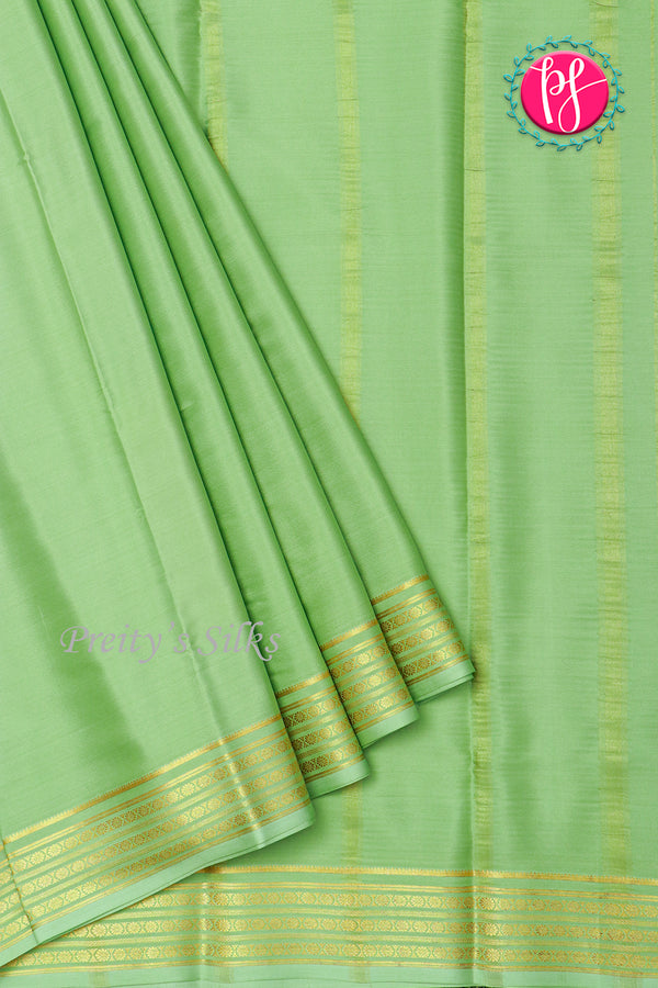 Pure Mysore Crepe Silk Saree-Pistagreen- PA33665