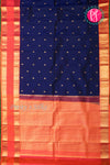 Pure Kanchipuram Silk Saree-Navyblue And Red-PA23514