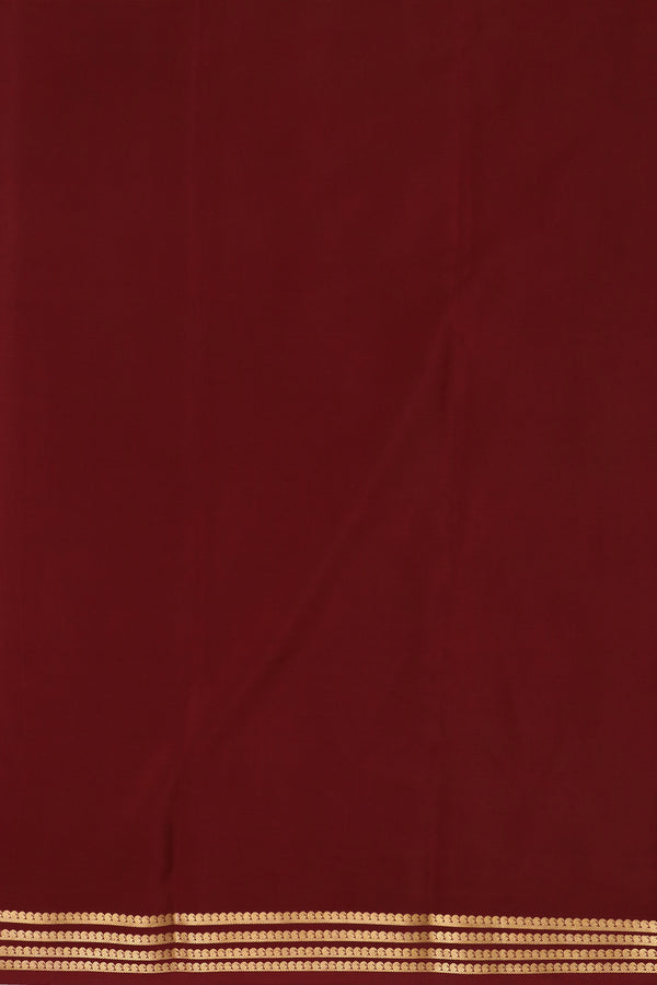 Pure Mysore Crepe Silk Saree -Rustorange And Chololate Brown-PF79543