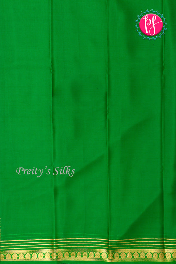Pure Mysore Crepe Silk Saree-Parrot green-PA21845